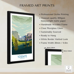 Framed Yosemite National Park art print with wooden frame, matted border, wall decor