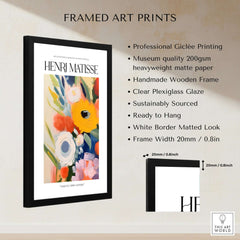 Matisse Art Prints - Abstract Flowers Poster featuring a framed print with vibrant flowers and professional Giclée printing.