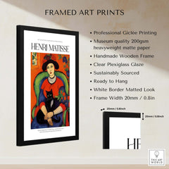 Matisse Art Prints - Woman with Black Cat Interior Poster framed with professional giclée printing and wooden frame.