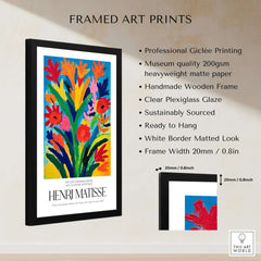 Matisse Art Prints - Abstract Floral Bouquet Print featuring vibrant flowers and bold colors in a framed design.