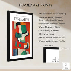 Matisse Art Prints - Abstract Figure with Hat Poster showcasing vibrant colors and geometric design in a framed art print.