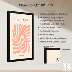 Matisse Art Prints - Peach Coral Swirl Abstract Poster in a stylish frame with professional Giclée printing.