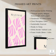 Matisse Art Prints - Pink Abstract Shapes Pattern Poster framed art print with professional giclée printing and wooden frame.