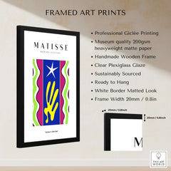 Matisse Art Prints - Jazz Abstract Star Hand Waves Poster framed art print featuring vibrant colors and professional quality.