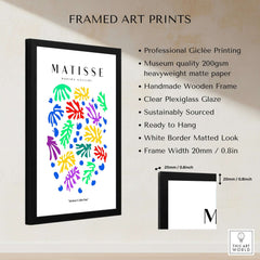 Matisse Art Prints - Colourful Scattered Abstract Leaves Dots Poster in a stylish frame with vibrant colors.