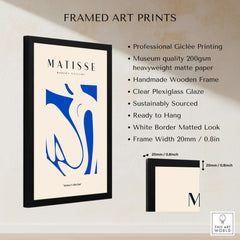 Matisse Art Prints - Blue Nude Abstract Cut Out Wall Art framed print showcasing professional Giclée quality and design features.