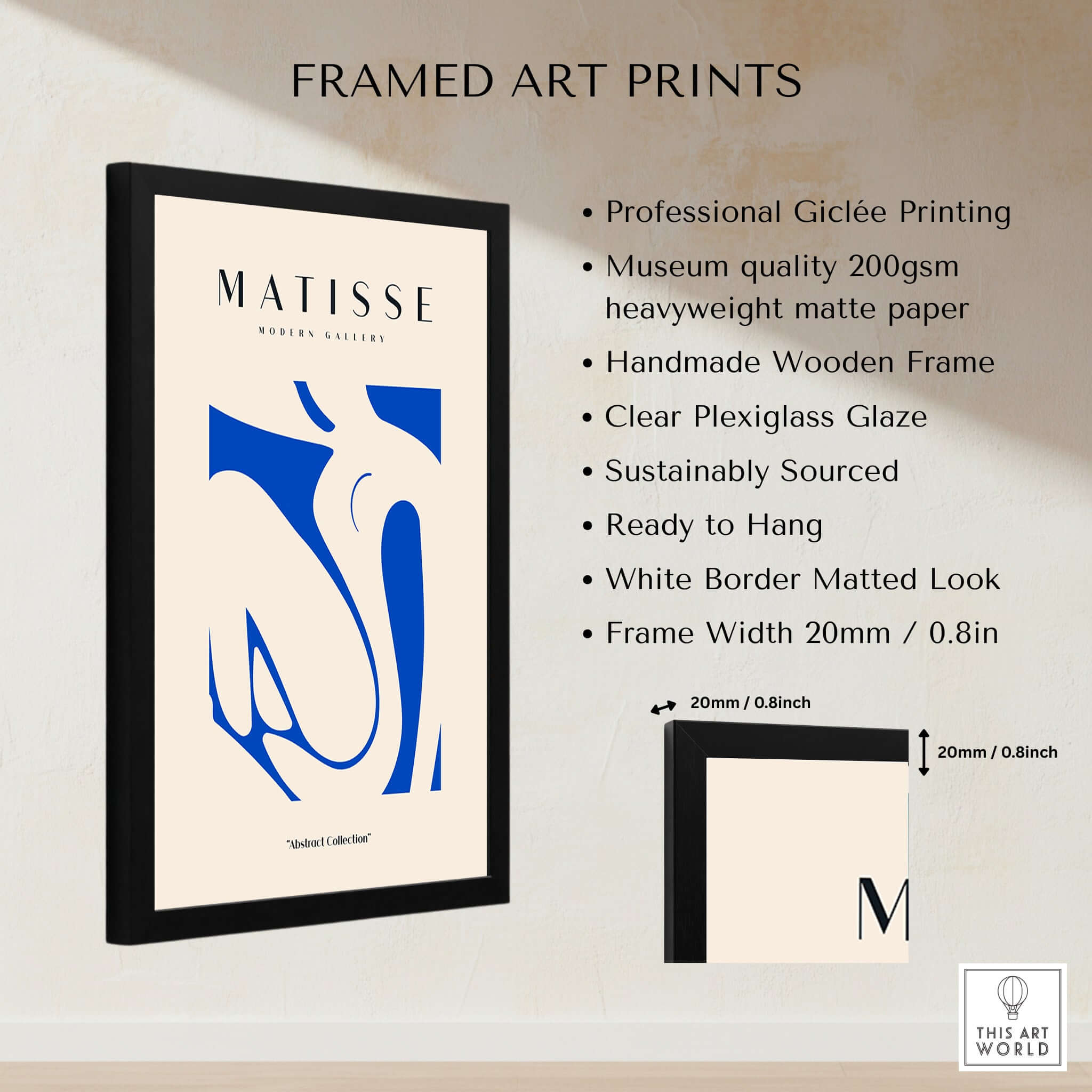 Matisse Art Prints - Blue Nude Abstract Cut Out Wall Art framed print showcasing professional Giclée quality and design features.