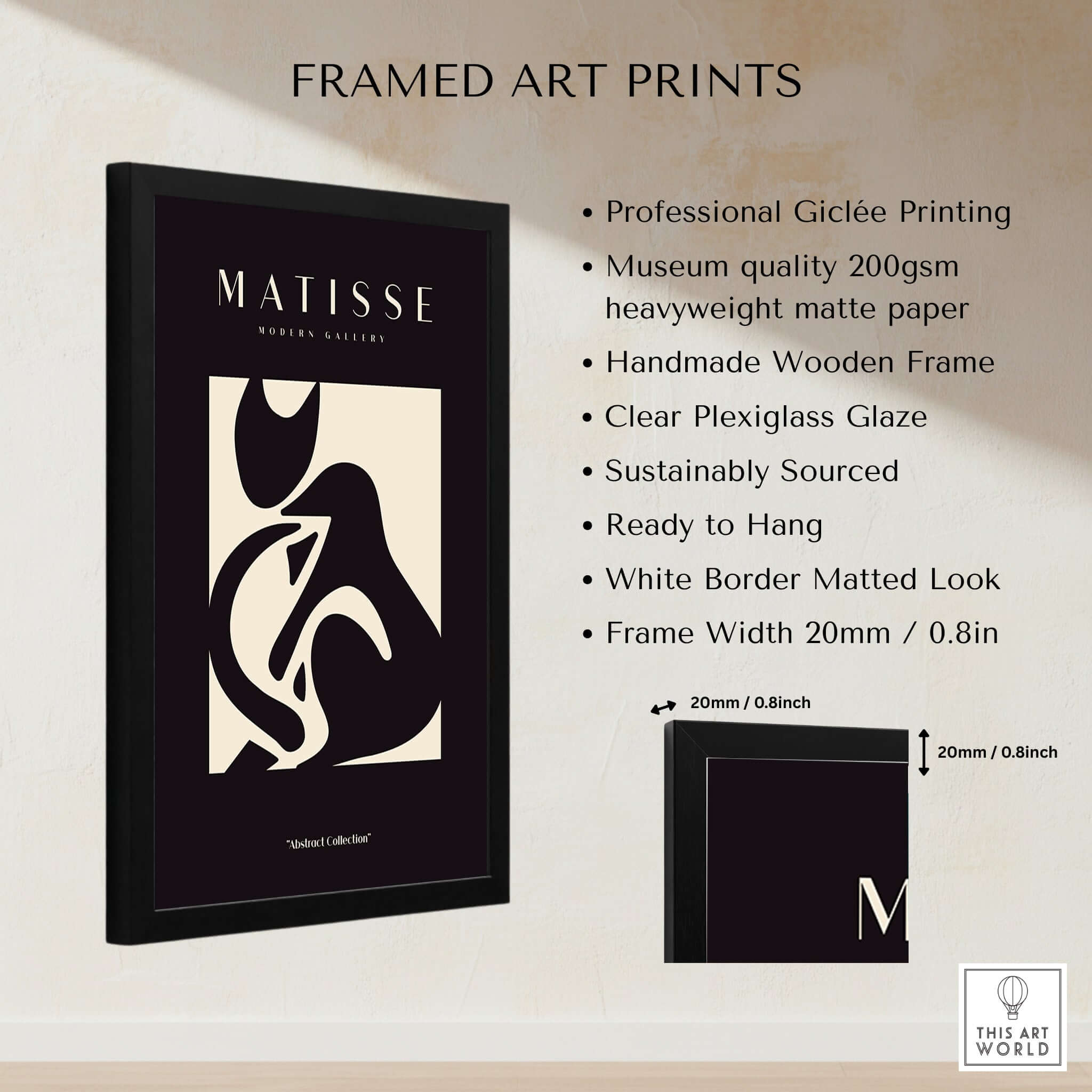Matisse Art Prints - Black Beige Abstract Composition Poster with professional giclée printing and matte paper.