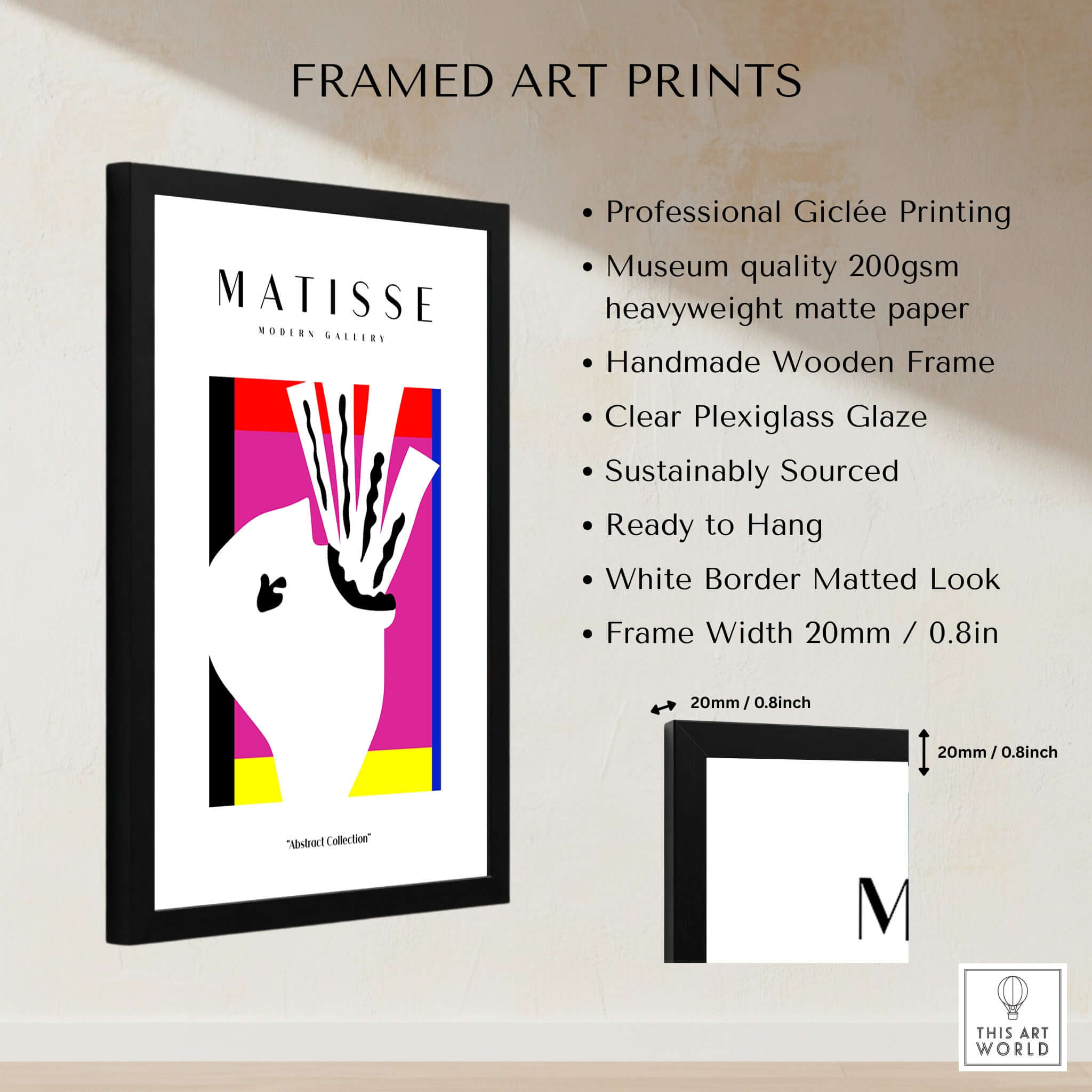 Matisse Art Prints -Abstract Head Jazz Series Colorful Blocks Wall Art framed art print with professional giclée printing.