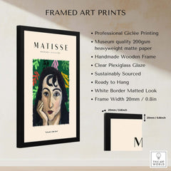 Matisse Art Prints - Pensive Woman Poster framed with professional Giclée printing and sustainable materials.