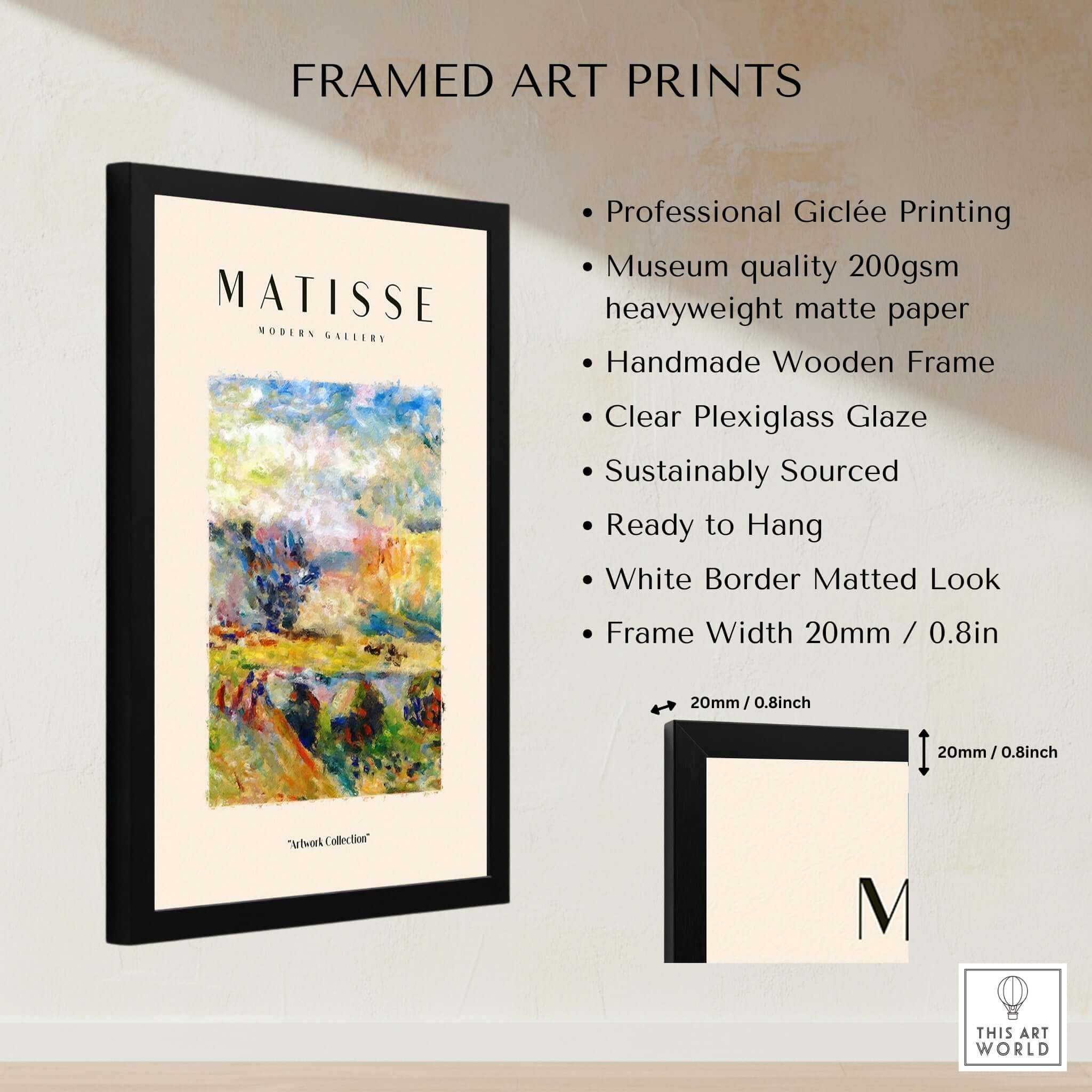 Matisse Art Prints - Abstract Painterly Landscape Bridge Poster, professional Giclée prints in a wooden frame.