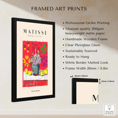 Matisse Art Prints - Still Life Flowers Lemons Red Pattern Poster displayed in a framed art print with professional giclée printing.