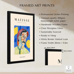 Matisse Art Prints -  Abstract Man Portrait Poster framed art print showcasing colorful Fauvist design and professional quality.