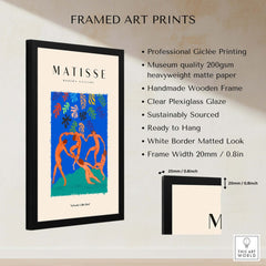 Matisse Art Prints - The Dance Figures Abstract Sky Poster displayed in a framed art print showcasing quality and vibrant colors.