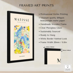 Matisse Art Prints - Abstract Vibrant Landscape Painterly Poster framed art print features giclée printing and handmade wooden frame.