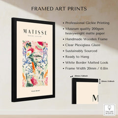 Matisse Art Prints - Abstract Expressive Swirls Colors Wall Art framed with professional Giclée printing and wood frame.
