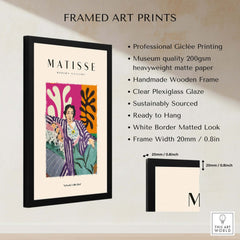 Matisse Art Prints - Reclining Woman Striped Robe Abstract Print displayed in a framed art print with detailed features.