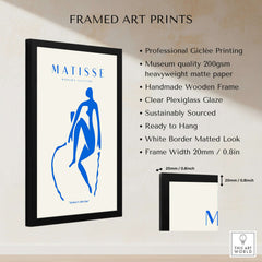 Matisse Art Prints -  Blue Nude Seated Figure Poster framed art print showcasing professional giclée printing and sleek design.