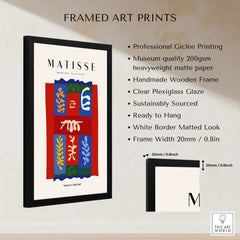 Matisse Art Prints - Patchwork Shapes Composition Poster in a framed art print display with professional giclée printing details.