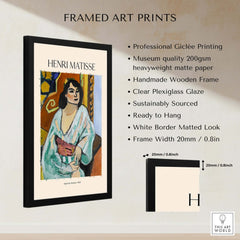 Matisse Poster - Algerian Woman 1909 Fauvist Wall Art Print framed with clear glaze and matted look on museum quality paper.