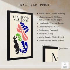 Matisse Art Print Lagoon 1947 Abstract Organic Shapes Wall Art Print framed with a professional giclée finish and clear glaze.