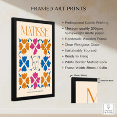 Matisse Art Print - Large Decoration with Masks Floral Pattern Poster in a professional framed giclée print.
