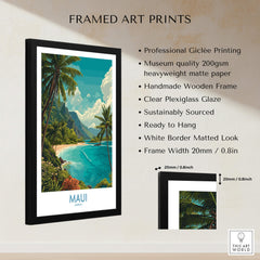 Maui Hawaii Poster | Exotic Island Paradise Shoreline Canvas Print framed art print showcasing lush tropical views.
