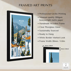 Mijas Spain Wall Art Print | Andalusian White Village Travel Poster with handmade wooden frame and professional printing.