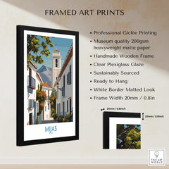 Mijas Spain Canvas Print | Historic Spanish Village Scene Poster in a framed art print display.
