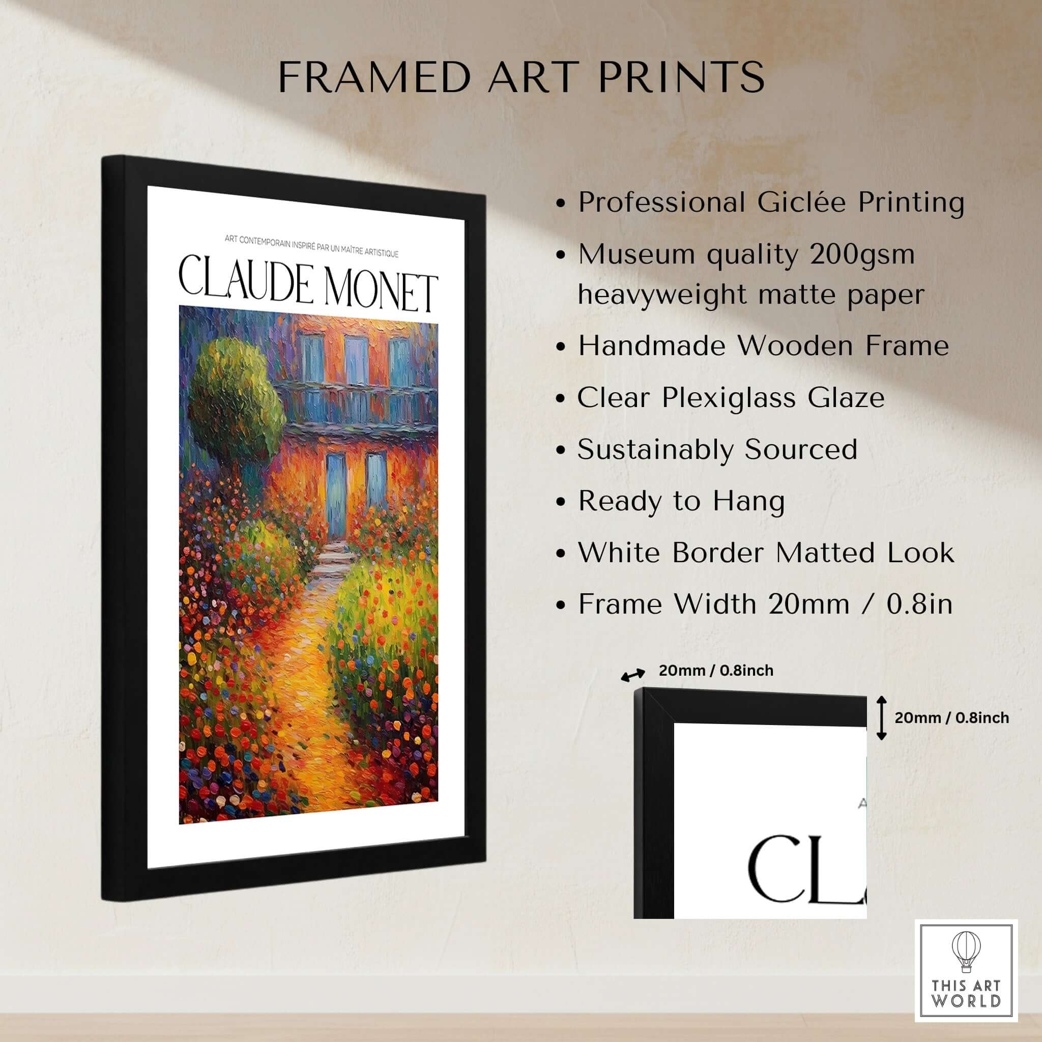 Claude Monet Poster Print - Wall Art for Room Decor - Impressionist Exhibition Print framed with clear plexiglass