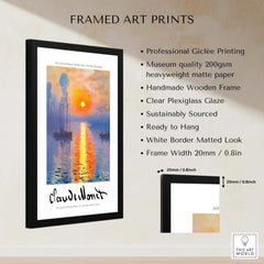 Claude Monet Art Print - Impressionist Sunrise Harbor Wall Art framed with clear plexiglass and professional Giclée printing.
