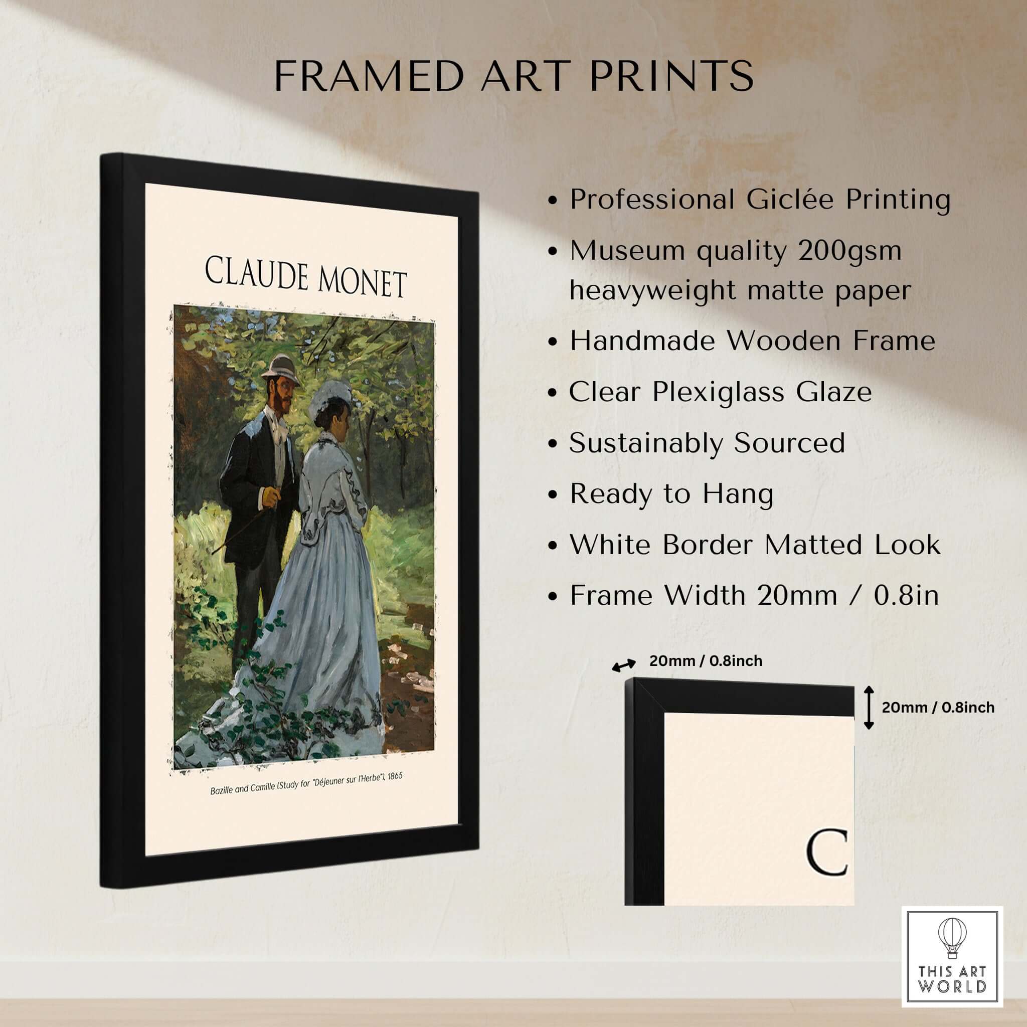 Monet Bazille and Camille Déjeuner sur l Herbe Study Impressionist Poster Art Print framed with professional quality.