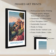 Montepulciano Italy Canvas Print | Italian Sunset Landscape Poster with professional printing and wooden frame.