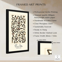 Paul Klee Comedians Handbill Abstract Figures Poster Modern Art Print in a black frame with Giclée printing and plexiglass.