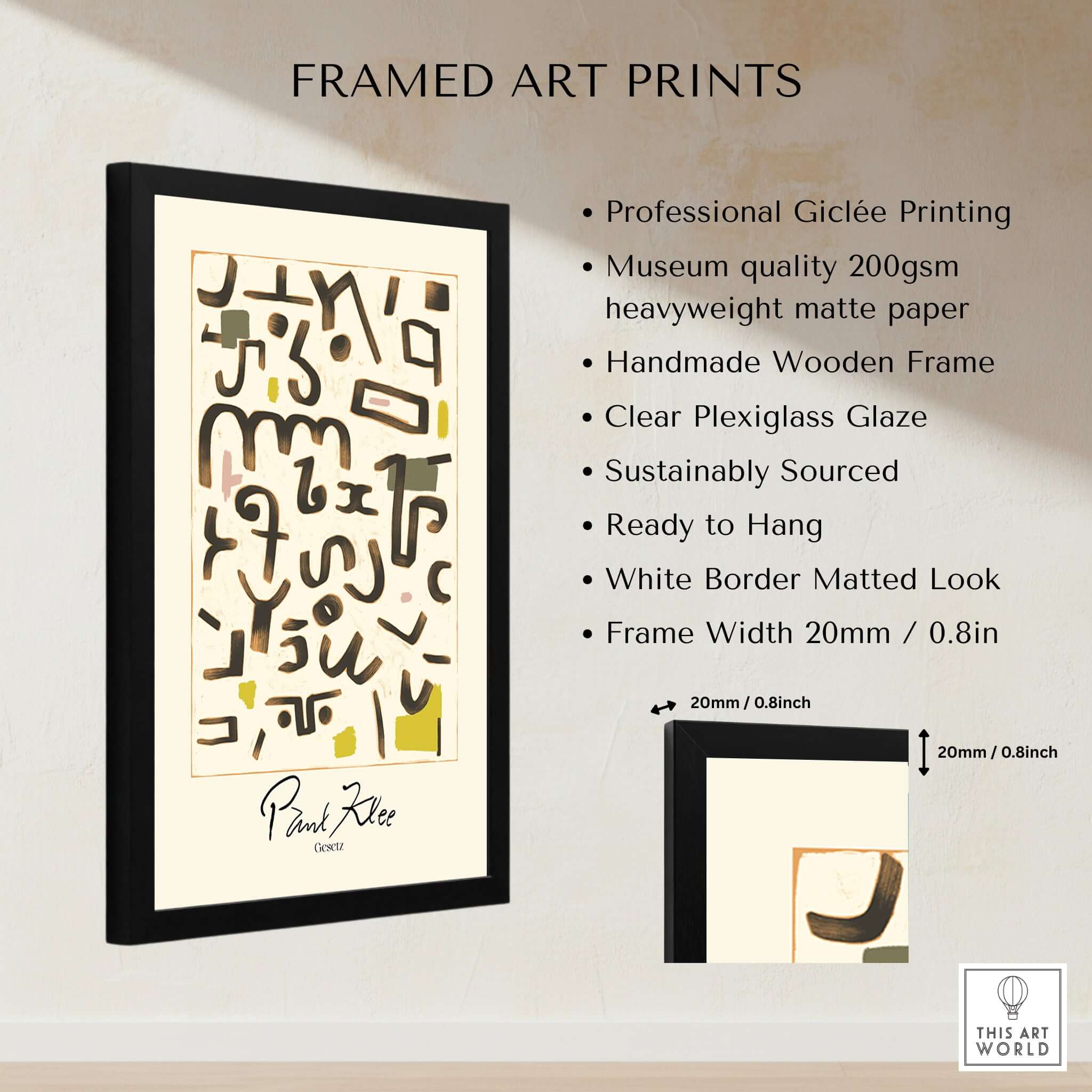 Paul Klee Gesetz Abstract Symbols Modern Art Print Wall Poster Decor framed art print with professional Giclée printing.