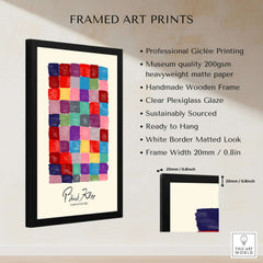 Paul Klee L univers De Klee Colorful Squares Abstract Grid Poster Art Print framed with clear plexiglass and wooden frame.