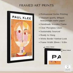 Paul Klee Senecio Head of Man Abstract Portrait Poster Art Print in a stylish black frame, showcasing giclée printing quality.
