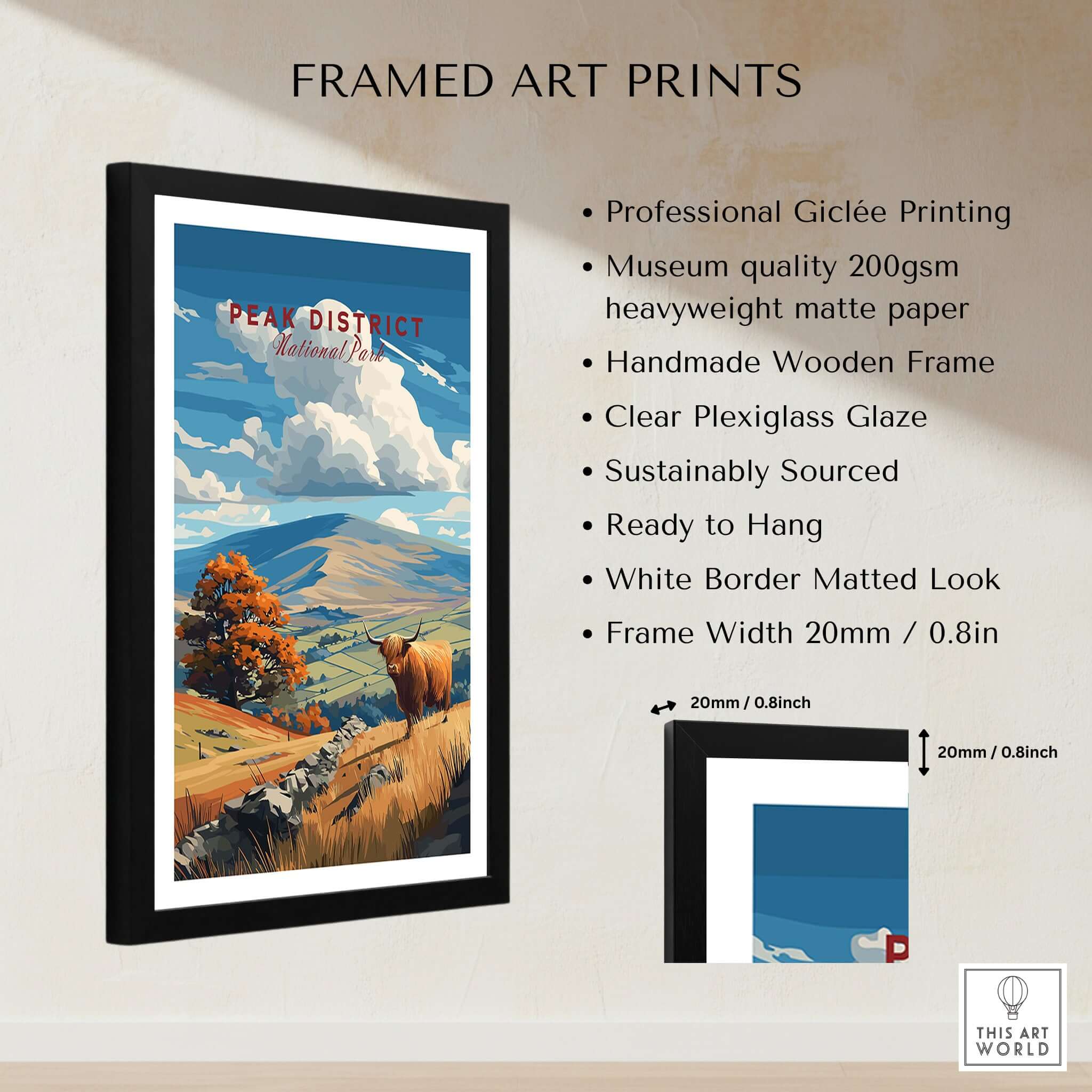 Peak District Mam Tor View Canvas Print | Autumn Landscape Wall Decor framed art print with professional giclée quality.