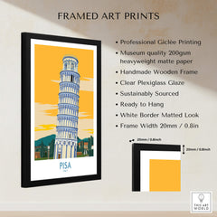 Pisa Tower Italy Print framed art showcasing Tuscany's iconic landmark with professional Giclée quality.