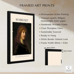Rembrandt Saskia van Uylenburgh Portrait Print Wife Artist Dutch Poster Wall Art in a framed art setup.