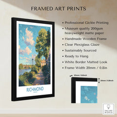 Richmond London framed art print with black wooden frame, giclée printing, and white border