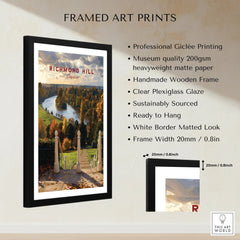 Framed Richmond Hill London art print with black wooden frame and detailed quality features.