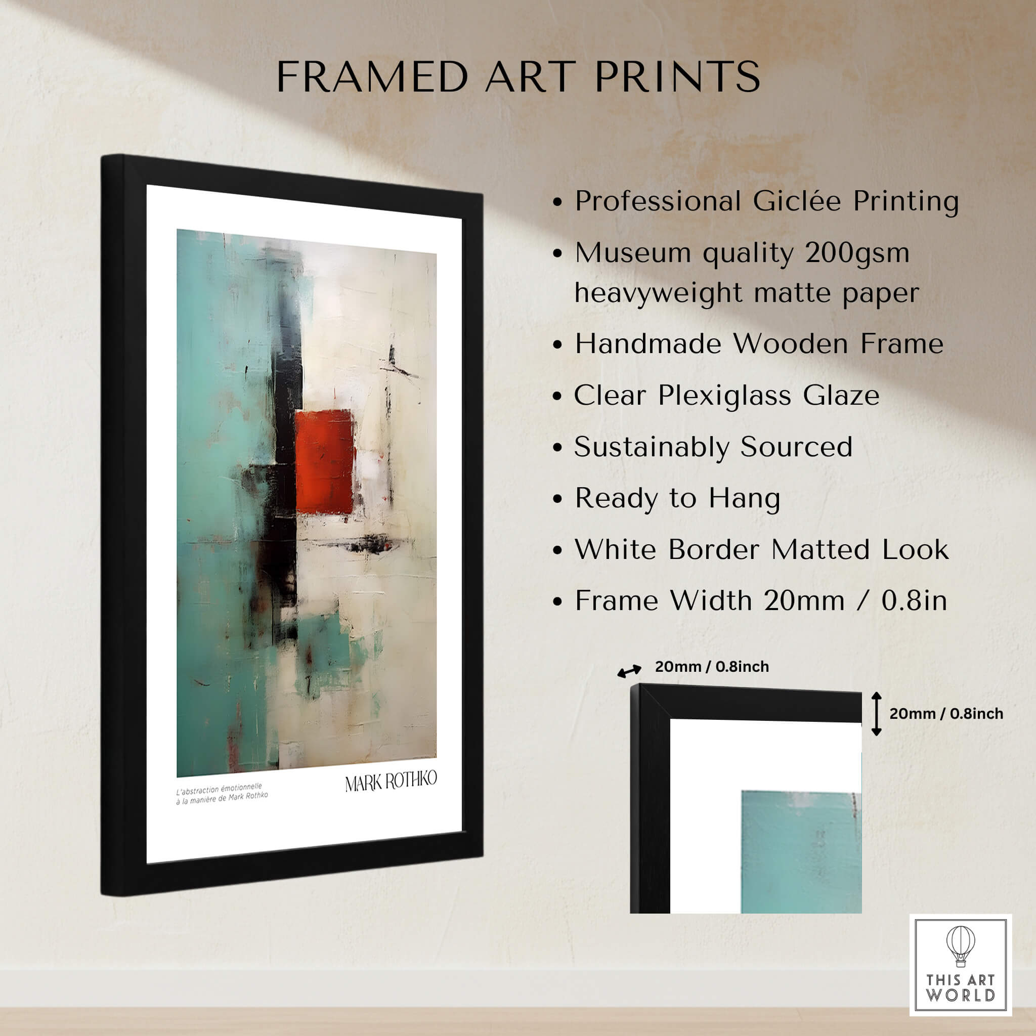 Rothko Inspired Abstract Red and Mint Art Print | Mid-Century Modern Wall Decor with professional giclée printing.