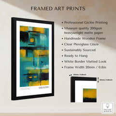 Rothko Inspired Abstract Yellow and Teal Art Print | Modern Poster framed art print with professional giclee printing and wooden frame.