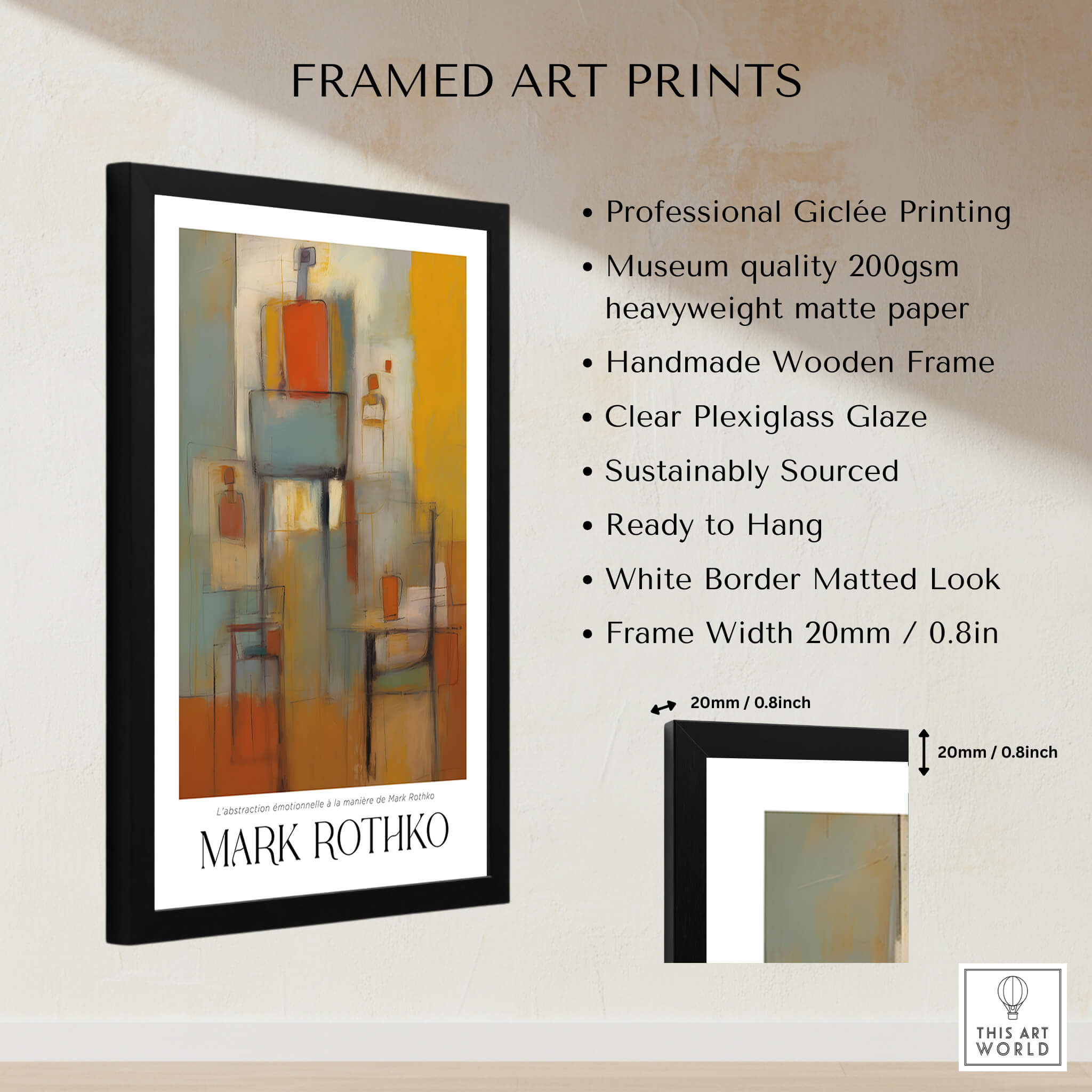 Rothko Style Emotional Abstraction Painting | Modern Abstract Wall Decor framed art print with a wooden frame and professional giclée printing.
