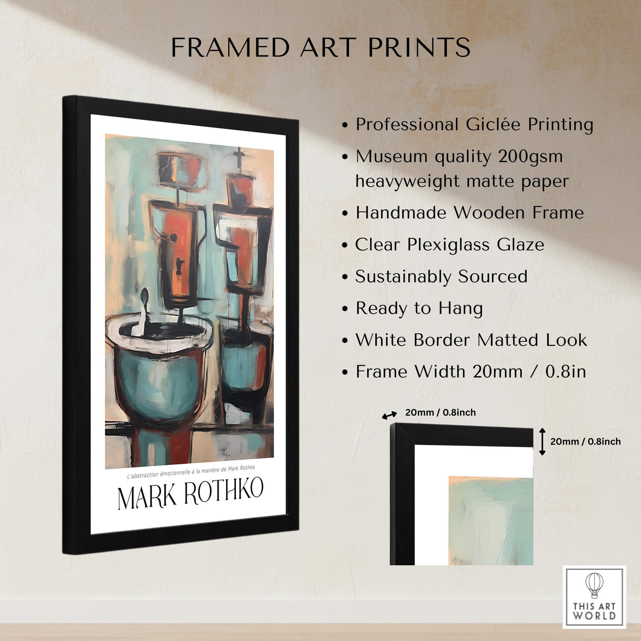 Rothko Style Cubist Abstract Painting | Contemporary Wall Decor framed art print with museum quality giclée printing.