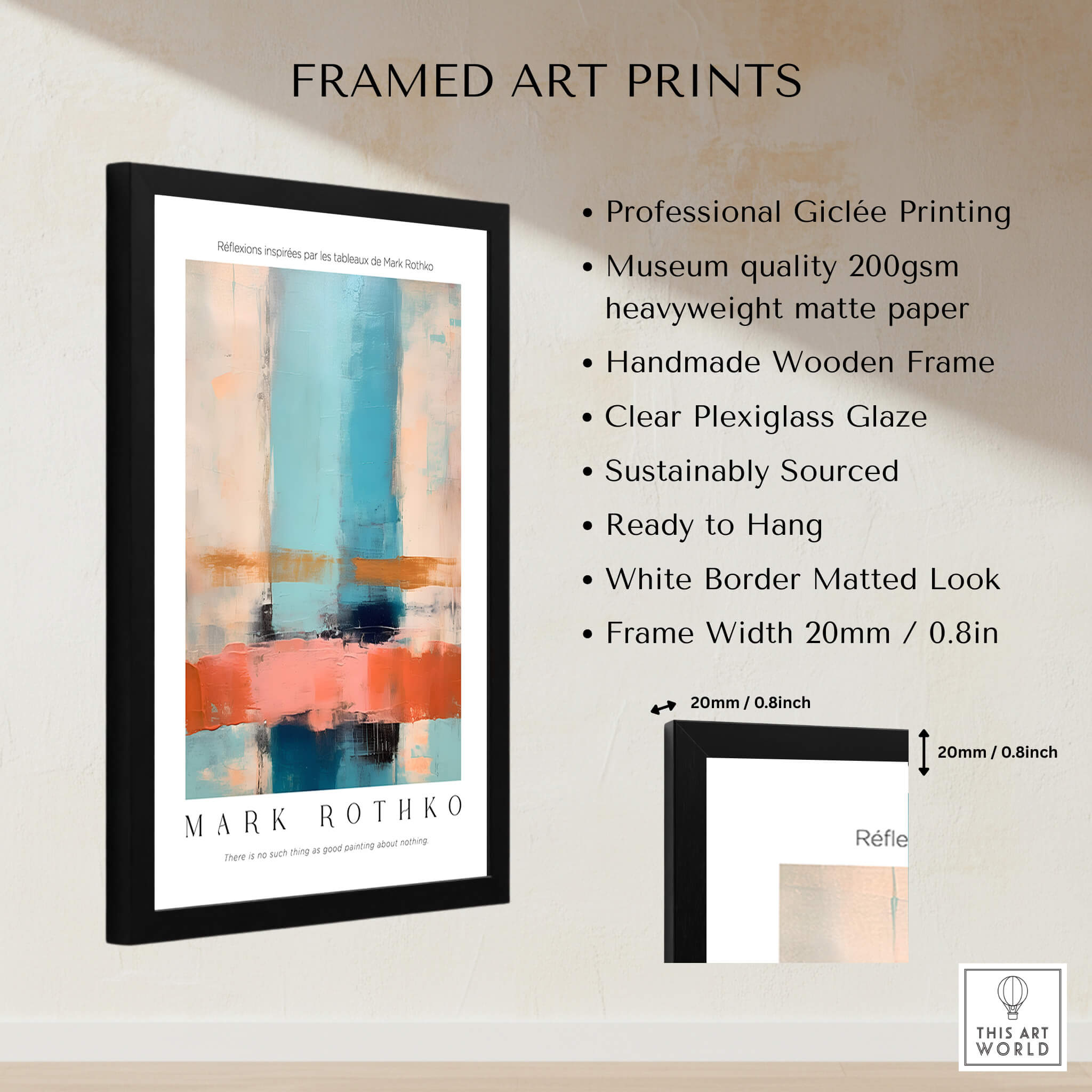 Rothko Inspired Abstract Pastel Color Art Print | Minimalist Vertical Blocks Poster framed with professional giclée printing.