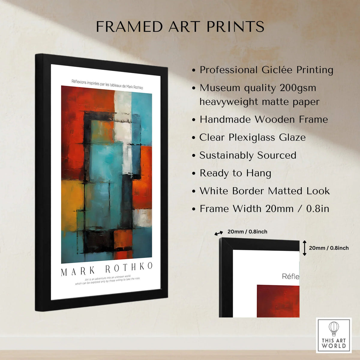 Rothko Style Modern Expressionist Painting Poster | Contemporary Wall Art displayed in a framed art print with Giclée printing.