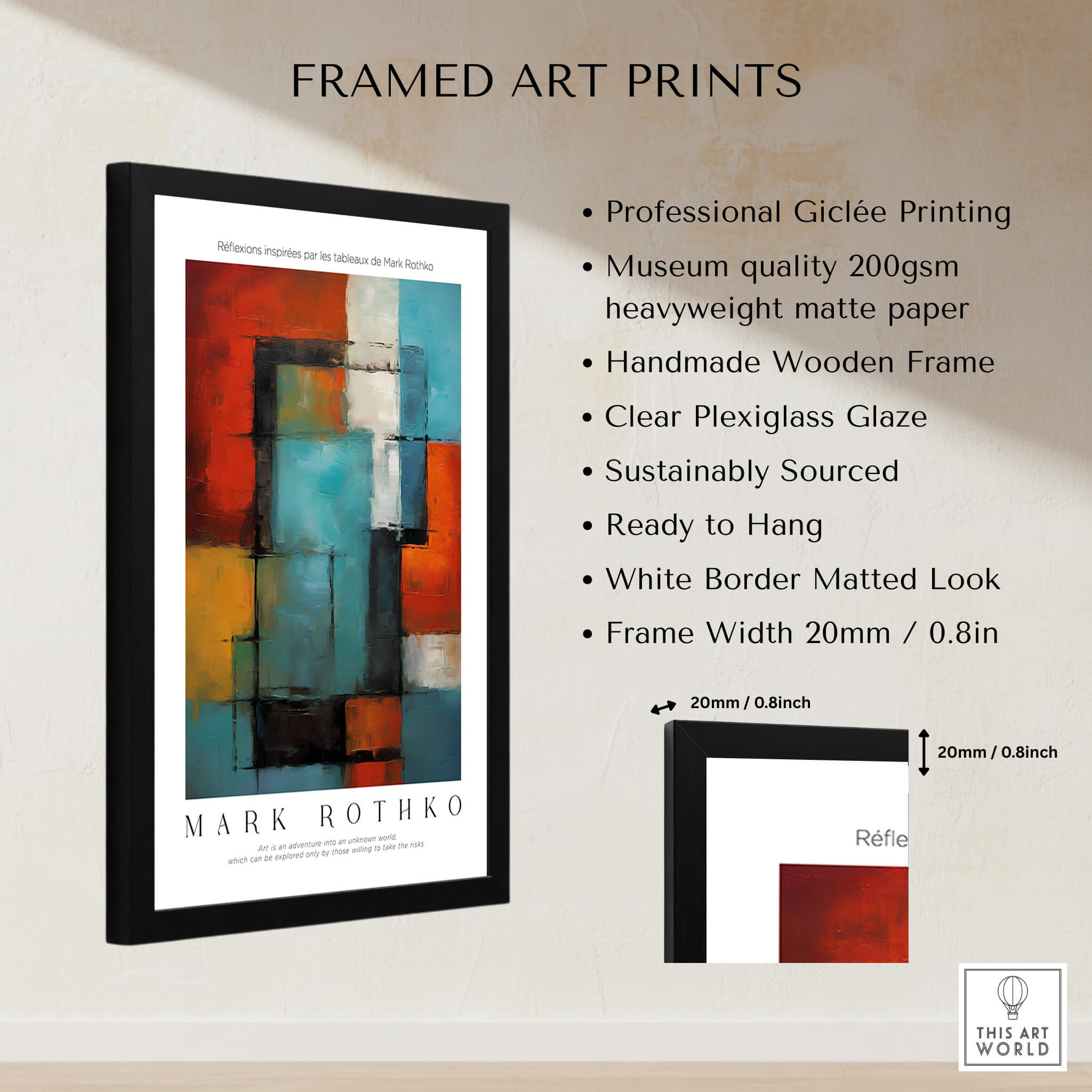 Rothko Style Modern Expressionist Painting Poster | Contemporary Wall Art displayed in a framed art print with Giclée printing.