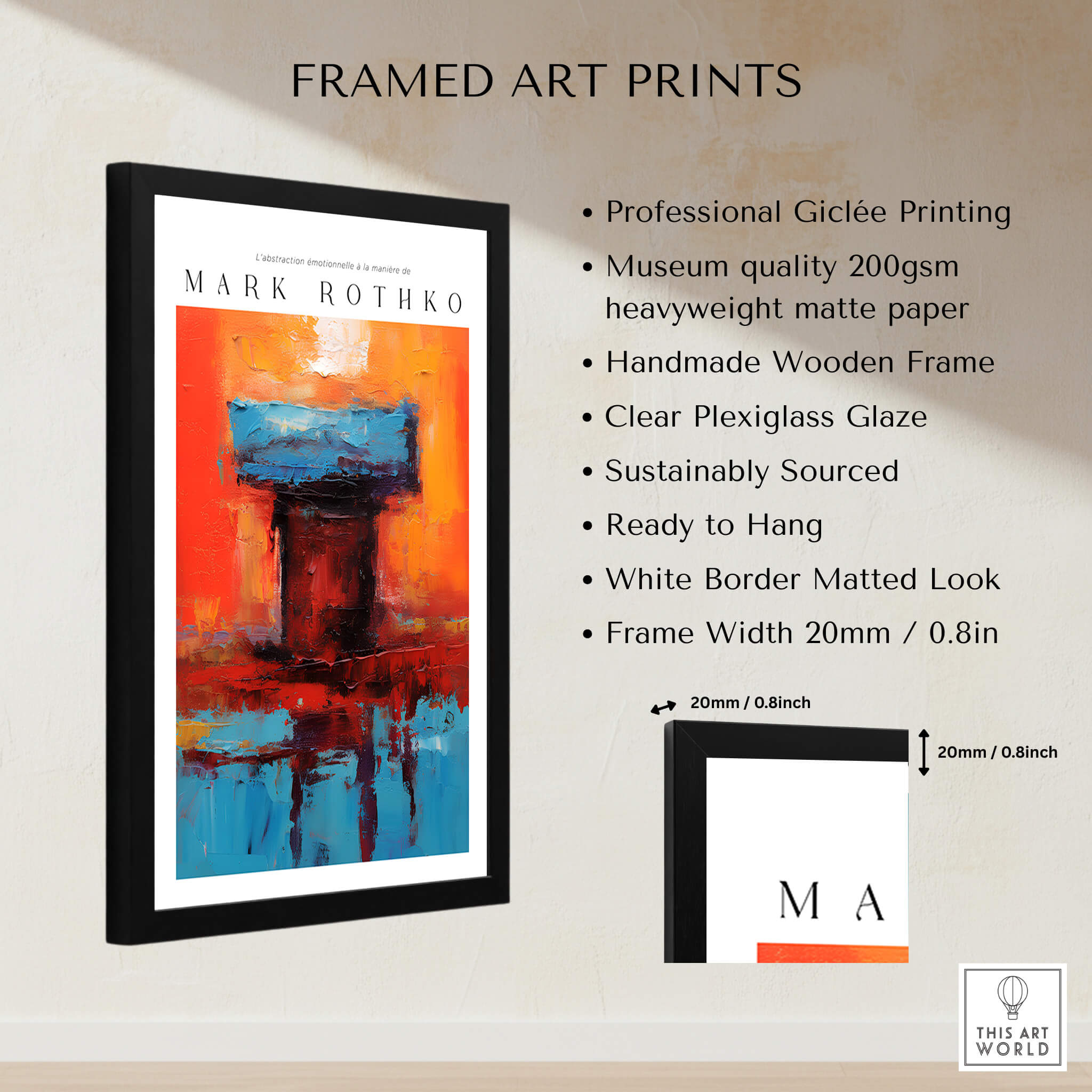 Rothko Style Bold Color Contrast Painting Print | Modern Wall Decor - Framed Art Print with Giclée Quality